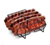 Estante para costillas de barbacoa de acero inoxidable, soporte para costillas de cerdo para asar costillas y filetes de bebé, estante de carne para parrillas de carbón Weber a gas, herramienta de