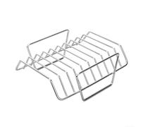 Estante para costillas para barbacoa, acero inoxidable 304, para costillas de cerdo, carne de aves de corral, para asar versátil para cocinar al aire libre, parrillas grandes, color plateado