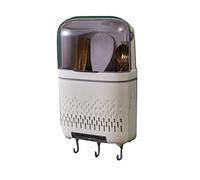 Estante para cubiertos, soporte para palillos montado en la pared, estante para colgar en la cocina, a prueba de herrumbre, compartimento impermeable, escurridor de cubiertos con (Blanca)