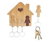 Estante Para De Pareja - 6,6x4,7 Pulgadas Montado En La Pared De Madera, Familia De Organizadores De, Con Gancho | Llavero Decorativo De Madera | Solución De Almacenamiento De Ent