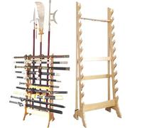 Estante para Espadas, Soporte de Suelo Multicapa para katanas, Soporte para Espadas samurái de 10/12 Niveles, estantes de exhibición Verticales de Madera Maciza para Espadas de Artes marcial