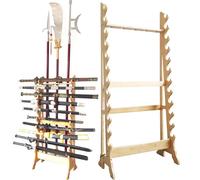 Estante para Espadas, Soporte de Suelo Multicapa para katanas, Soporte para Espadas samurái de 10/12 Niveles, estantes de exhibición Verticales de Madera Maciza para Espadas de Artes marcial