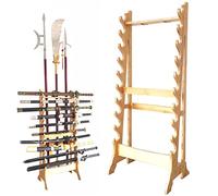 Estante para Espadas, Soporte de Suelo Multicapa para katanas, Soporte para Espadas samurái de 10/12 Niveles, estantes de exhibición Verticales de Madera Maciza para Espadas de Artes marcial