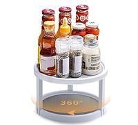 Estante para Especias en el Armario, Plato Giratorio de 2 Niveles 360°, Bandeja de Almacenamiento de plástico Antideslizante de 25,4 cm Cocina 2 en 1, Nevera, Escritorio y baño