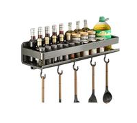 Estante para especias montado en la pared, soporte de especias de baño y cocina, solución de almacenamiento de condimentos que ahorra espacio, elegante nizador de especias de pared para un fácil