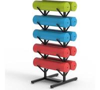 Estante para esterilla de yoga, organizador de doble cara para esterillas, rodillos de espuma y correas, soporte de gran capacidad para uso doméstico y comercial