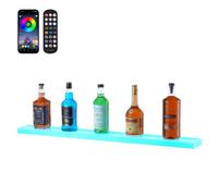 Estante para exhibición de botellas de licor con iluminación LED VEVOR, soporte para whisky de 1 nivel y 40 pulgadas montado en la pared, estante para barra de casa iluminado comercial de 1 paso, esta
