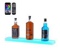 Estante para exhibición de botellas de licor con iluminación LED VEVOR, soporte para whisky de 24 pulgadas montado en la pared de 1 nivel, estante para barra de casa iluminado comercial de 1 paso, est