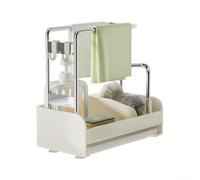 Estante para fregadero de acero inoxidable con bandeja de drenaje, paquete de 1, organizador de esponja y cepillo, solución de almacenamiento de cocina de montaje lateral, resistente al óxido, ahorro