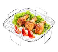Estante para freidora de aire, accesorios cuadrados para freidora de aire de 8 pulgadas, cesta de estante para freidora de aire de acero inoxidable, bandeja deshidratadora para freidoras de aire de