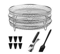 Estante para freidora de aire con rejilla para tocino | Juego de brochetas, rejilla apilable para cocina | Ideal para cocinar carne, verduras y aperitivos en freidora
