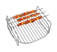 Estante para freidora de aire de doble capa con brochetas, soporte multiusos de acero inoxidable para hornear | Opciones de 6/7/8 pulgadas, accesorios de cocina, 1 juego