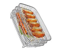 Estante para freidora de aire/Instant Vortex Plus/ 8.2L, estante para freidora de aire de acero inoxidable 304, 3 capas con 8 pies de silicona, estante apilable para parrilla A300UK Accesorios