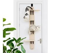 Estante para gatos, trepador de percha para gatos sobre la puerta, árbol colgante de puerta de 4 niveles con estantes, torre trepadora, estante para mascotas