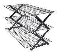 Estante para hornear de 234 niveles con diseño plegable y niveles apilables para enfriar pasteles, galletas, pan y magdalenas de una manera que ahorra espacio (tres capas)