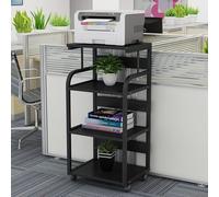 Estante para impresora estanterias almacenaje, librería de pie multifuncional lateral, organizador libros resistente pared escritorio móvil moderno y sencillo(Black,50*40*107cm/19.6*15.7*42.1in)