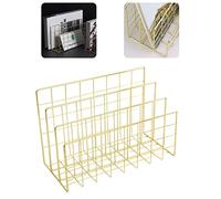 Estante para libros de escritorio, chapado en hierro, 3 compartimentos, minimalista, clasificador de archivos de color sólido, organizador de libros para revistas, para el hogar, oficina, sala de e