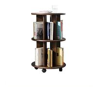 Estante para libros, estantería para almacenamiento, estantería giratoria de 360°, estantería de piso de 3 capas, polea, estantería móvil, oficina, hogar, estante de exhibición de almacenamiento mult