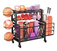 Estante para mancuernas con ruedas para equipo de entrenamiento soporte pesas herramientas yoga alfombrillas pesas rack gimnasio doméstico Gym