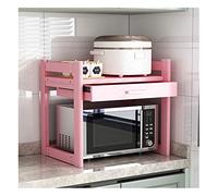 Estante para microondas con cajones - Soporte elevable de Aluminio Space para Horno, para Almacenamiento en la Cocina, Color Rosa, 50 x 45 x 55 cm - Elegante Soporte para microonda