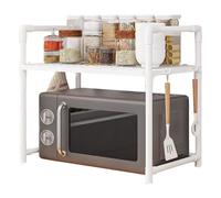 Estante para microondas - Estante para microondas con ganchos | Estante para condimentos ensanchado, de doble capa, para panadería, ideal para, despensa y autocaravana
