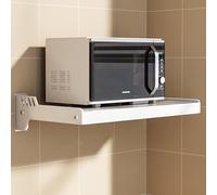 Estante para microondas montado en la pared, almacenamiento que ahorra espacio para microondas y hornos, organizador de cocina, color blanco, 55 cm, maximiza el espacio de la cocina y el orden, fácil