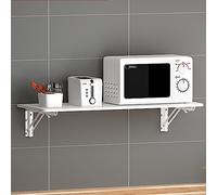 Estante para microondas, organizador de almacenamiento de utensilios de cocina, estante para horno montado en la pared, almacenamiento de cocina que ahorra espacio, decoración moderna de cocina (blanc