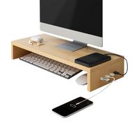 Estante para monitor de escritorio - Soporte de ventilación, portátil y pantalla, organizador de escritorio elevado estable, elevador ergonómico, fácil configuración, práctico espacio de trabajo para