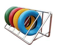 Estante para neumáticos para Patio de recreo Escolar, jardín de Infancia, Estante de exhibición de neumáticos de Acero Inoxidable, Organizador para 5 neumáticos/Ruedas, (Color: Pla