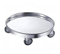 Estante para ollas de Acero Inoxidable, Carro Redondo de Acero Inoxidable, Bandeja para platillo con Ruedas, Base móvil para Botellas de Gas, Carrito para palés para Plantas (Color : Silver-42x17cm)