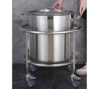 Estante para ollas de acero inoxidable resistente con ruedas, carrito móvil para ollas de sopa para comedores y restaurantes (45 x 51 cm), perfecto para utensilios de cocina grandes y cubos de leche