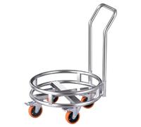Estante para ollas de sopa de acero inoxidable con carrito Dolly, diseño resistente para mover y almacenar barriles y cubos