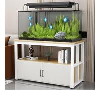 Estante para pecera con armario de almacenamiento, soporte de acuario, diseño de 2 niveles, 40-120 cm de longitud, ahorro de espacio, gran capacidad de carga, con puertas y estantes, perfecto para