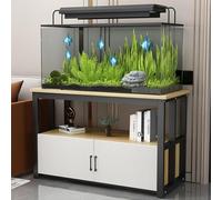 Estante para pecera con armario de almacenamiento, soporte de acuario, diseño de 2 niveles, 40-120 cm de longitud, ahorro de espacio, gran capacidad de carga, con puertas y estantes, perfecto para