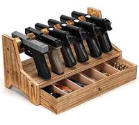 Estante para Pistolas - De Exhibición Madera Maciza Colección En Cajón Almacenamiento Seguro Pistolas, con Capacidad 4 A 6 (6 Pack)