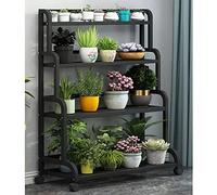 Estante para plantas de exterior de metal negro | Estante para macetas de interior de varios niveles | Estante de almacenamiento para macetas de escalera independiente para esquina ( Size : 100x50x140