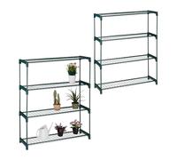 Estante para Plantas Relaxdays, 2 Unidades, 4 estantes, para macetas, Metal y plástico, 106 x 91 x 28 cm, Verde