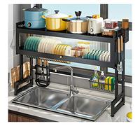 Estante para platos de cocina con cubierta antipolvo - Estante de cocina de acero inoxidable para ahorrar espacio, diseño moderno, duradero y fácil de limpiar