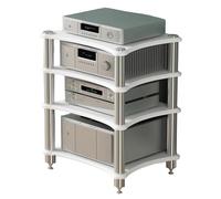 Estante para Rack AV, gabinete de Audio de 2, 3 o 4 Niveles, Mesa para Amplificador, Tocadiscos, decodificador e Impresora (Blanco A, 60 x 48 x 85 cm (4 Niveles))