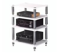 Estante para Rack AV, gabinete de Audio de 2, 3 o 4 Niveles, Mesa para Amplificador, Tocadiscos, Sky Box e Impresora (Blanco, 60 x 48 x 76 cm (4 Niveles))