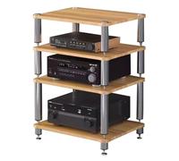 Estante para Rack AV, gabinete de Audio de 2, 3 o 4 Niveles, Mesa para Amplificador, Tocadiscos, Sky Box e Impresora (Color Madera, 60 x 48 x 76 cm (4 Niveles))