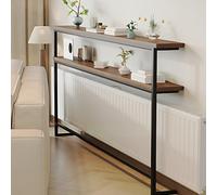 Estante para radiador de borde estrecho de doble capa, tablero de madera maciza y estructura de metal, que combina ocultación, decoración y almacenamiento, imprescindible para apartament 120*15*120cm