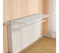 Estante para Radiador Sin Taladrar Tendedero de Hierro Forjado para Radiador Almacenamiento de Doble Capa Longitud Ajustable para Colgar Balda Radiador para Hogar Dormitorio Salón(White,55x22x12cm)