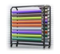 Estante para Rollos de Tela Comercial de 67" - Expositor móvil Grande con Ruedas para Almacenamiento de Vinilo, Cuero, Cortinas y Papel Tapiz - 160 cm de Ancho, 18 Barras