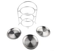 Estante para servidor para acero Inoxidable Antióxido para Mesa de Comedor - para soporte Circular para Platos Calientes y Buffet - Organizador de Comida para dorado 20x20x35cm(sliver)