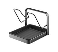 Estante para tapa de cacerola: soporte de almacenamiento compacto, soporte para cuchara, espátula y cucharón, organizador de platos, bandeja de almacenamiento con diseño de bandeja de drenaje | Estant