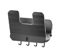 Estante para tapa de olla de cocina con bandeja de drenaje y ganchos, soporte para tabla de cortar montado en la pared, no requiere taladro, aluminio, negro/blanco leche/gris (gris con ganchos)