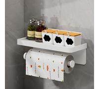 Estante para toallas de papel de cocina, soporte para toallas de papel de cocina montado en la pared con estante, colgador de papel colgante para cocina, baño organizador (B)