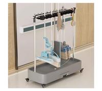 Estante Para Trapeador Comercial, Organizador Soporte Escobas, Carrito Limpieza Con Ruedas, Cubo Para Trapeador Montado Piso, Armario Para Escobas Independiente ( Color : White , Tamaño : 92x40x96cm(8