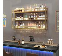 Estante Para Vino De Pared,Botellero De Pared Con Soporte For Copas,Soporte De Vino De Pared De Hierro,Organizador De Botellas De Vino De Pared,Estantería Para Vino,Soporte Para Cocina Comedor Bar(Gol